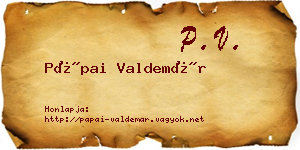 Pápai Valdemár névjegykártya